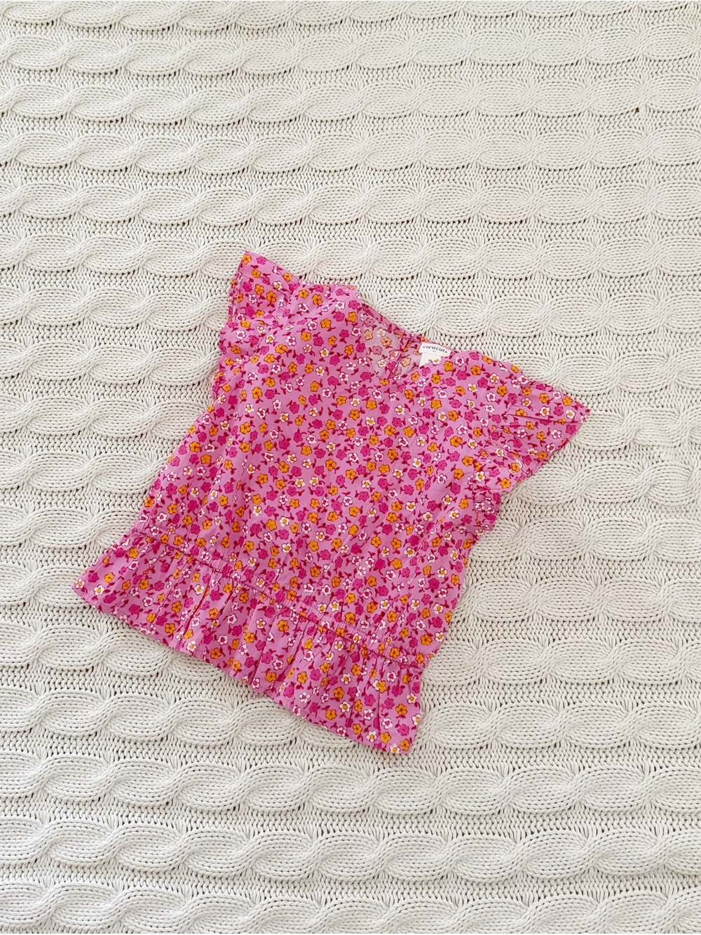 Crewcuts Pink Floral Ruffled Neck Blouse
